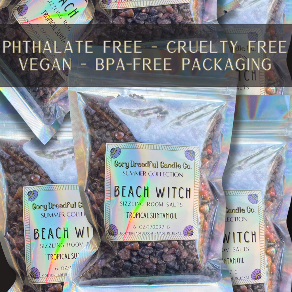 BEACH WITCH Sizzling Room Salt Crystal Potpourri: Nostalgic Tropic Suntan Oil Scent - Gory Dreadful Candle Co