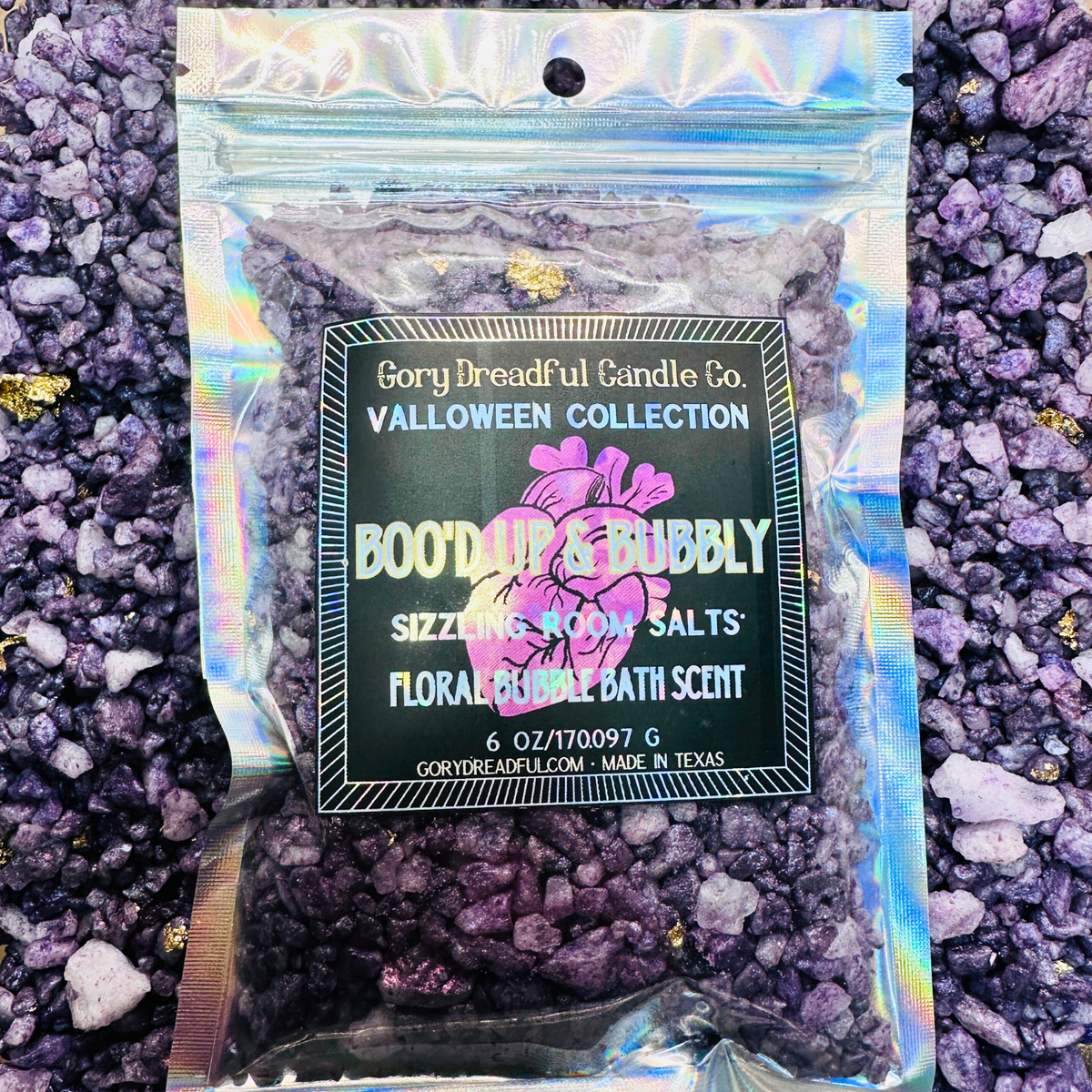 BOO'D UP & BUBBLY Sizzling Room Salt Crystal Potpourri: Floral Bubble Bath Scent - Gory Dreadful Candle Co
