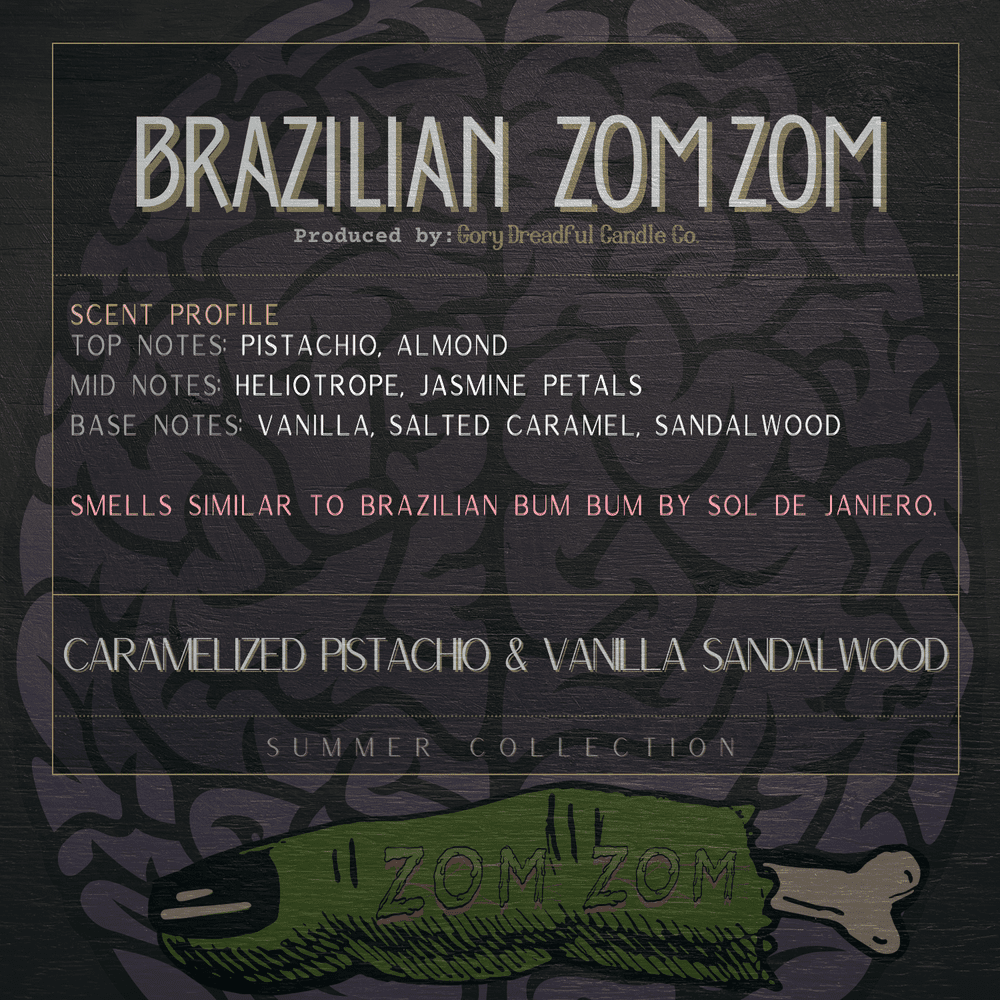 BRAZILIAN ZOM ZOM Sizzling Room Salt Crystal Potpourri: Caramel Pistachio Vanilla Sandalwood Scent - Gory Dreadful Candle Co