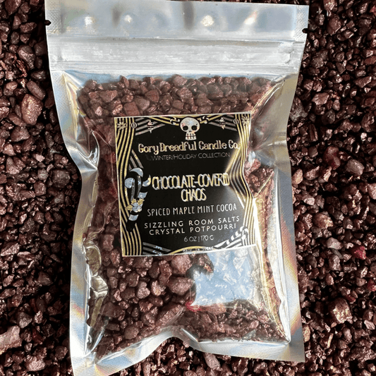 Chocolate - Covered Chaos Sizzling Room Salt Crystal Potpourri: Spiced Maple Mint Cocoa Scent - Gory Dreadful Candle Co