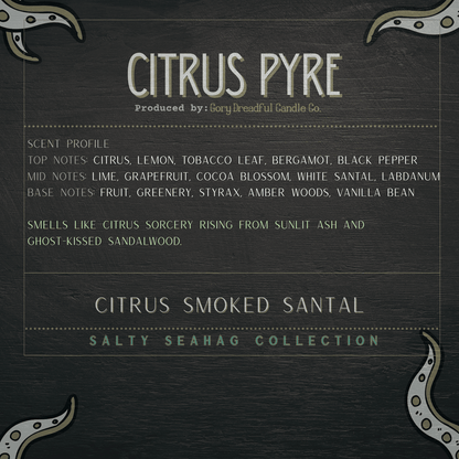 CITRUS PYRE Deluxe Fusion Wax Melt Druzy: White Santal Tobacco Blossom + Sugared Citrus Scent - Gory Dreadful Candle Co