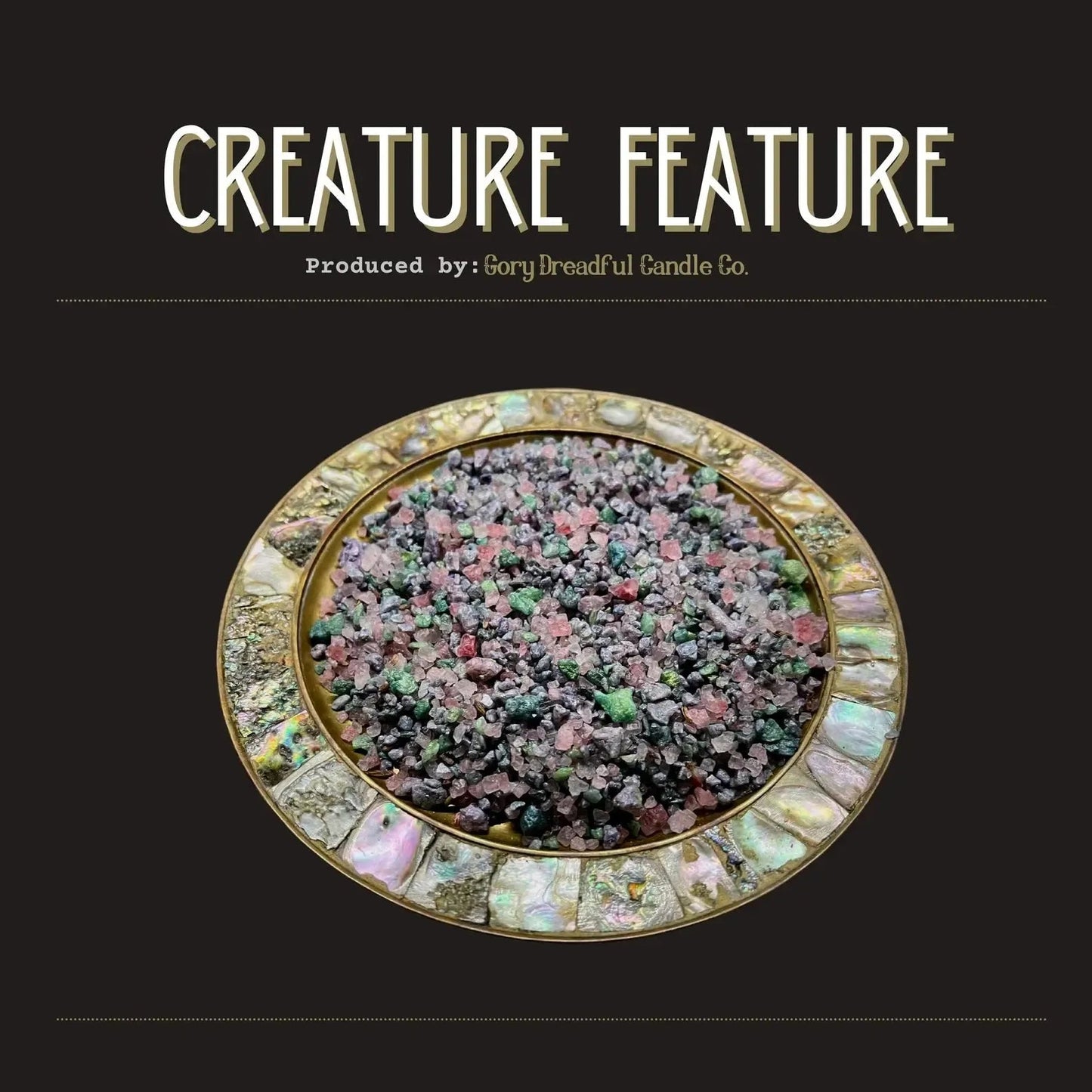 CREATURE FEATURE Sizzling Room Salt Crystal Potpourri: Cedar Leather Sandal Floral Musk Scent - Gory Dreadful Candle Co