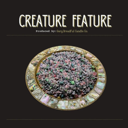 CREATURE FEATURE Sizzling Room Salt Crystal Potpourri: Cedar Leather Sandal Floral Musk Scent - Gory Dreadful Candle Co