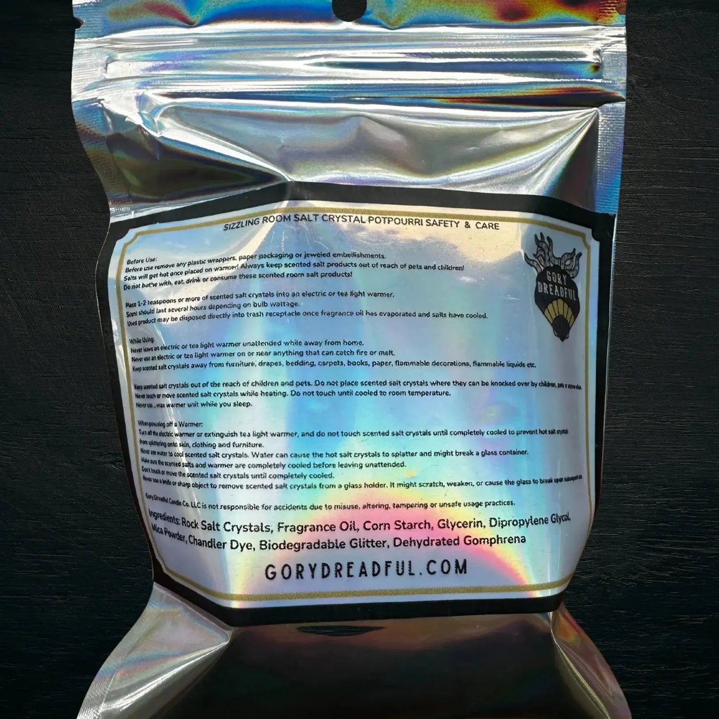 CREATURE FEATURE Sizzling Room Salt Crystal Potpourri: Cedar Leather Sandal Floral Musk Scent - Gory Dreadful Candle Co