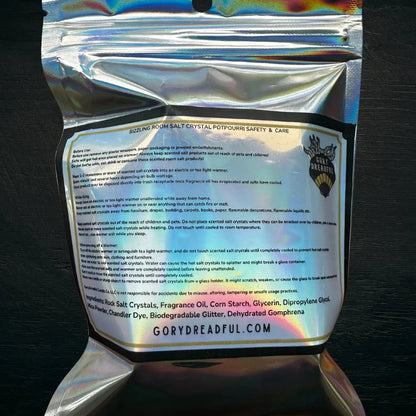 CREATURE FEATURE Sizzling Room Salt Crystal Potpourri: Cedar Leather Sandal Floral Musk Scent - Gory Dreadful Candle Co