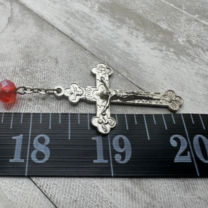 Vintage Italian Glass Bead Rosary, Italy Catholic Prayer Beads, Silver Crucifix