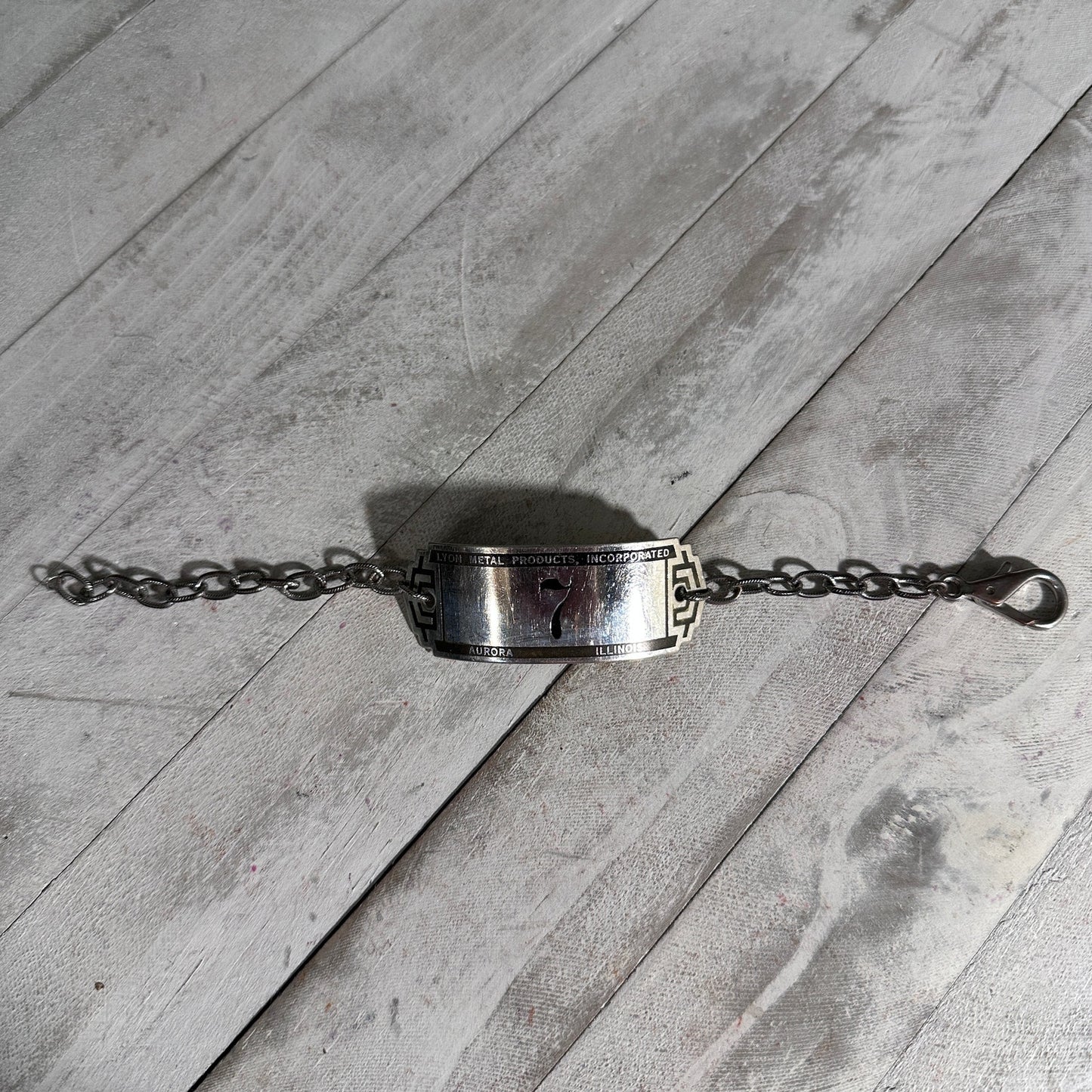 Vintage 1930s-1940s Industrial Salvage Locker Tag Up-cycled Bracelet – Lucky #7