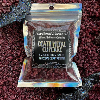 DEATH METAL CUPCAKE Sizzling Room Salt Crystal Potpourri: Chocolate Cherry Absinthe Scent - Gory Dreadful Candle Co