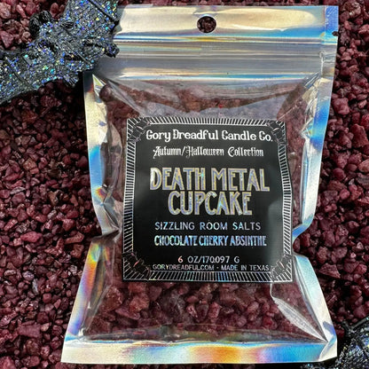 DEATH METAL CUPCAKE Sizzling Room Salt Crystal Potpourri: Chocolate Cherry Absinthe Scent - Gory Dreadful Candle Co