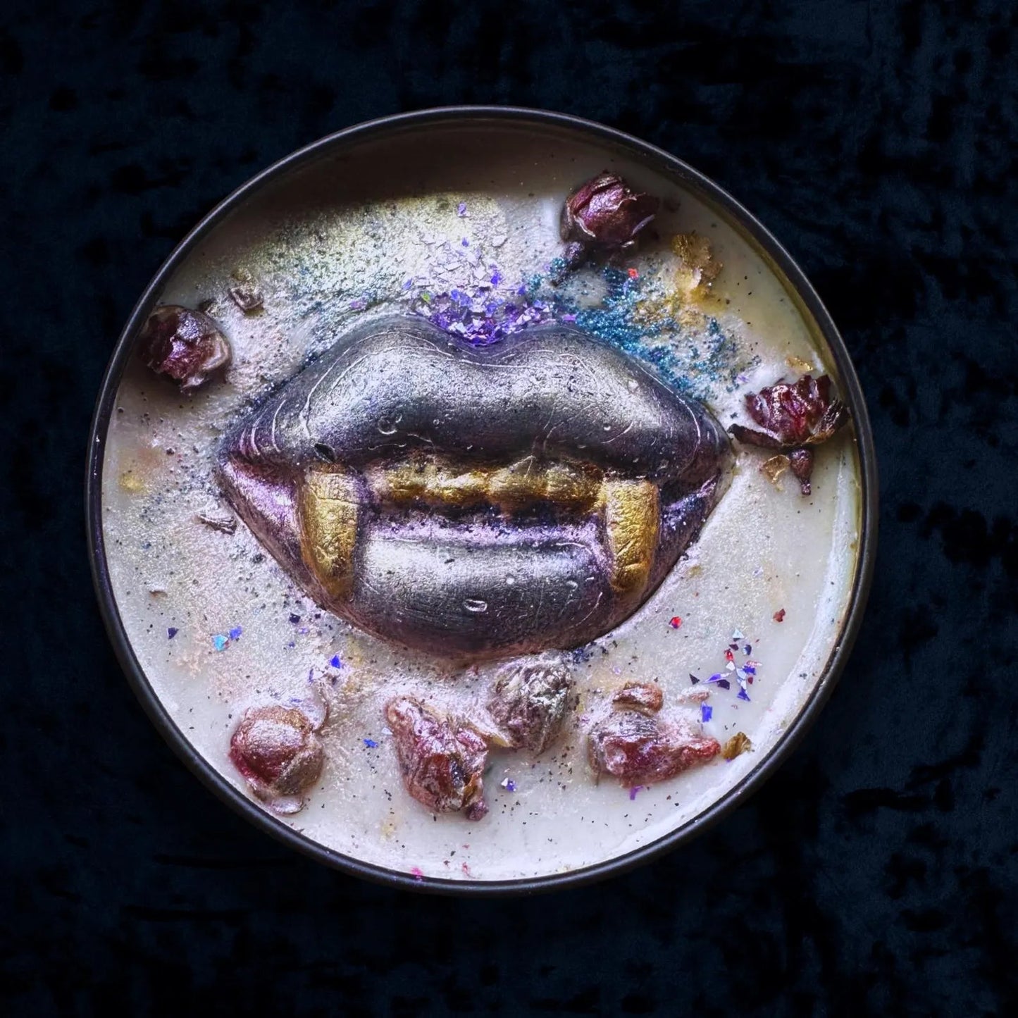 DREADFUL LOVE Signature Luxury Wickless Candle: Black Rose & Peppered Plum Scent - Gory Dreadful Candle Co