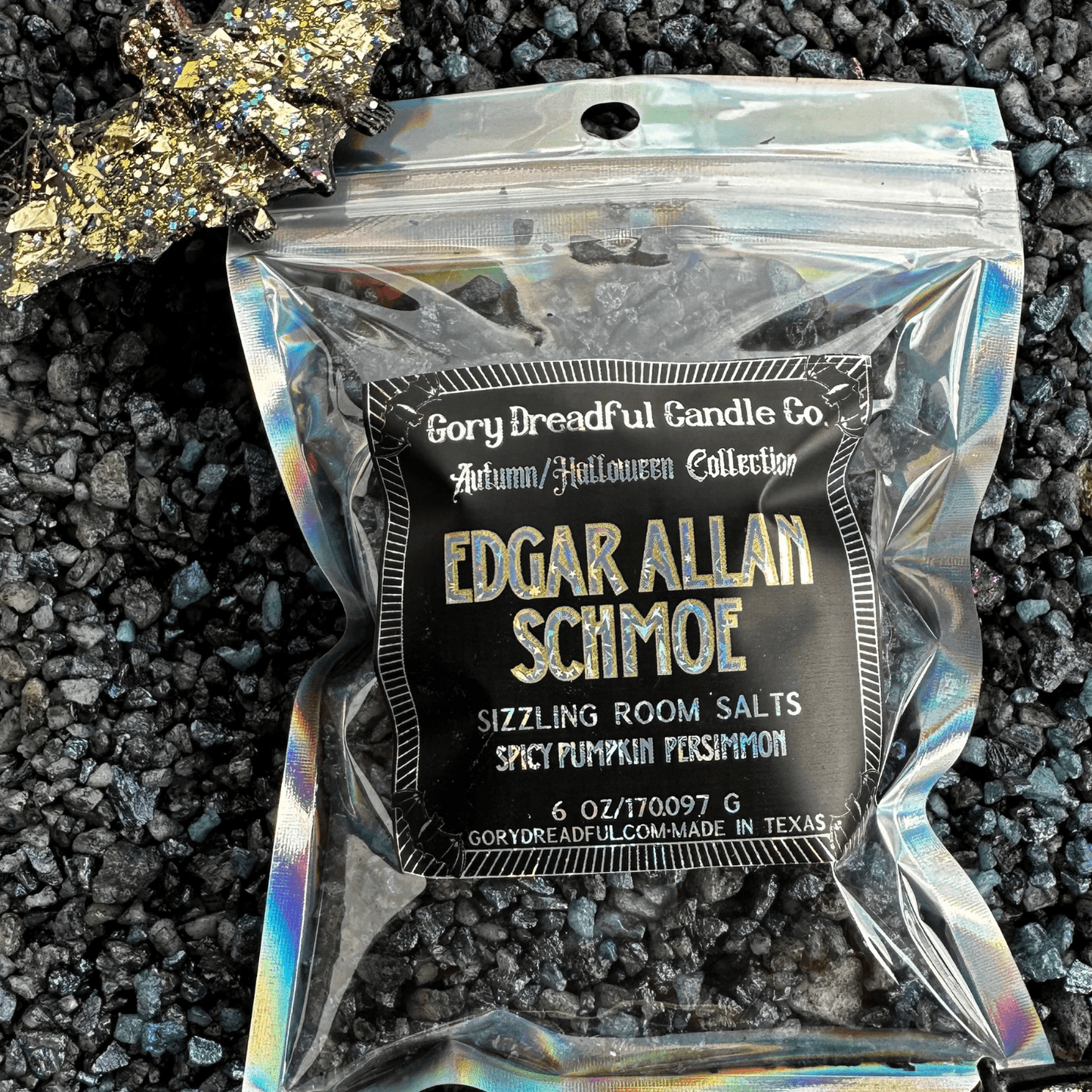 Edgar Allan Schmoe Sizzling Room Salt Crystal Potpourri: Spicy Pumpkin Persimmon Scent - Gory Dreadful Candle Co