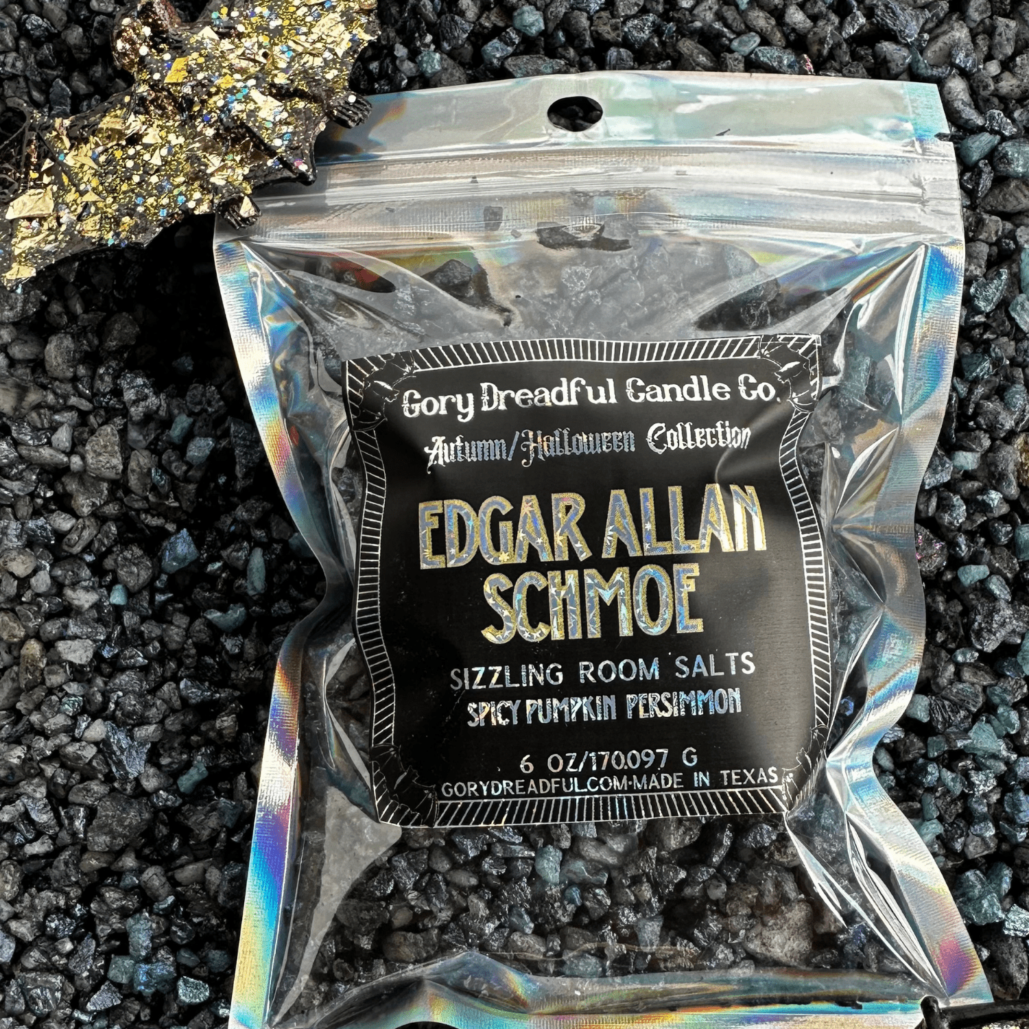 Edgar Allan Schmoe Sizzling Room Salt Crystal Potpourri: Spicy Pumpkin Persimmon Scent - Gory Dreadful Candle Co