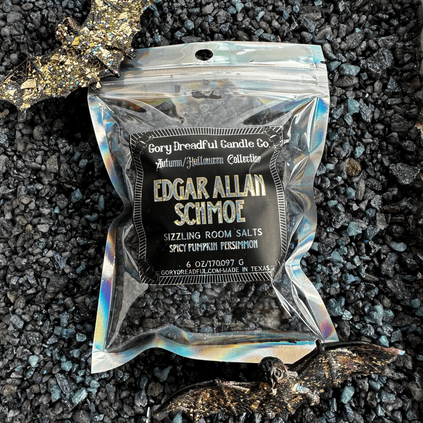 Edgar Allan Schmoe Sizzling Room Salt Crystal Potpourri: Spicy Pumpkin Persimmon Scent - Gory Dreadful Candle Co