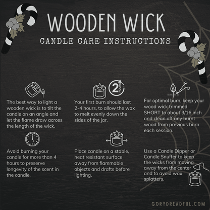 Elves in Fishnet Stockings Luxury Crackling Wooden Wick Candle: Winter Red Currant Musk - Gory Dreadful Candle Co