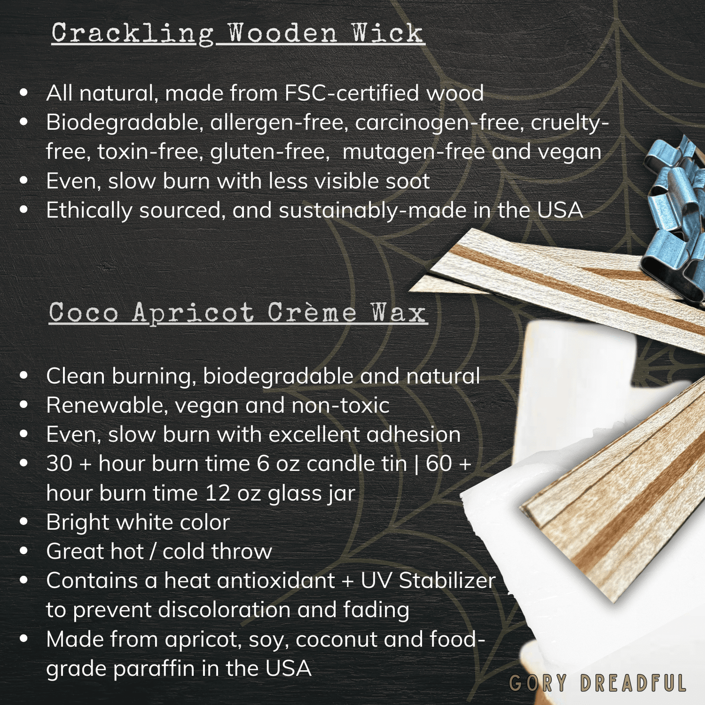 Elves in Fishnet Stockings Luxury Crackling Wooden Wick Candle: Winter Red Currant Musk - Gory Dreadful Candle Co