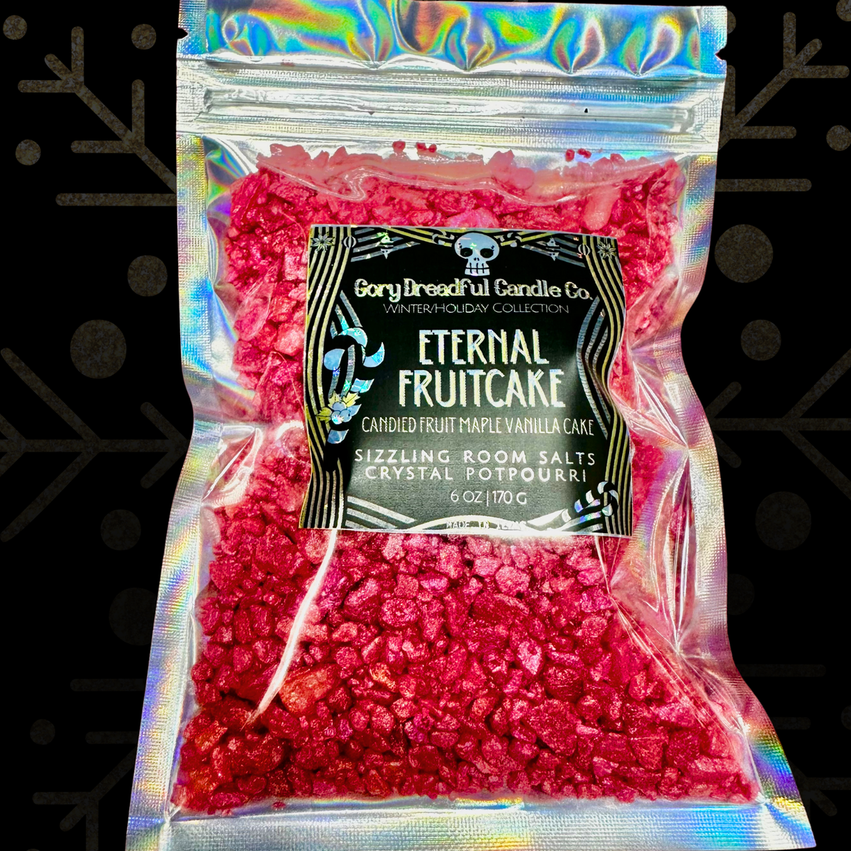 Eternal Fruitcake Sizzling Room Salt Crystal Potpourri: Candied Fruit Maple Vanilla Cake Scent - Gory Dreadful Candle Co