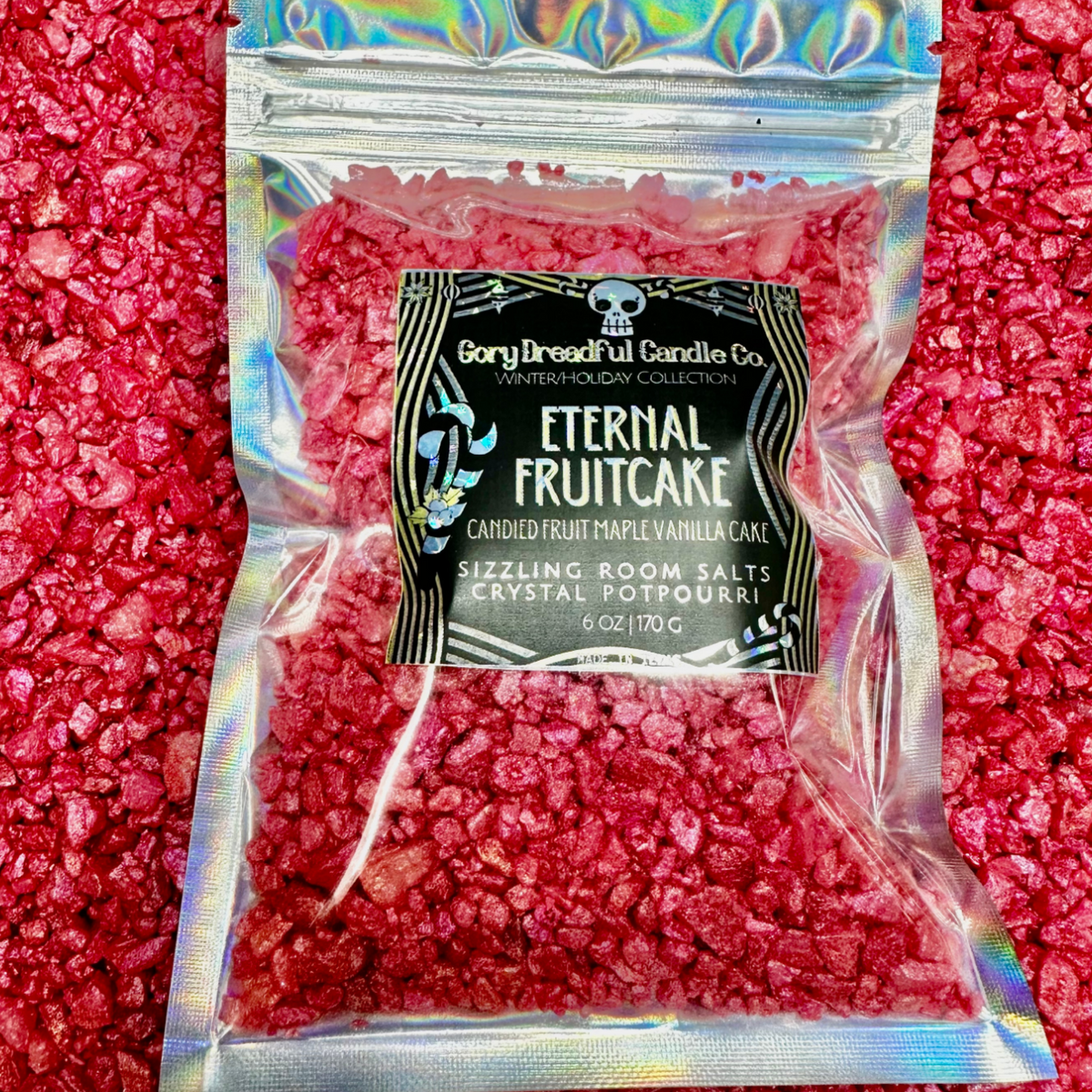 Eternal Fruitcake Sizzling Room Salt Crystal Potpourri: Candied Fruit Maple Vanilla Cake Scent - Gory Dreadful Candle Co