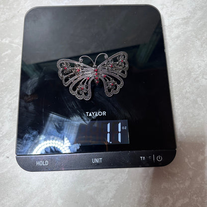 Vintage Ornate Filigree Butterfly Jeweled Metal Hair Clip Barrette