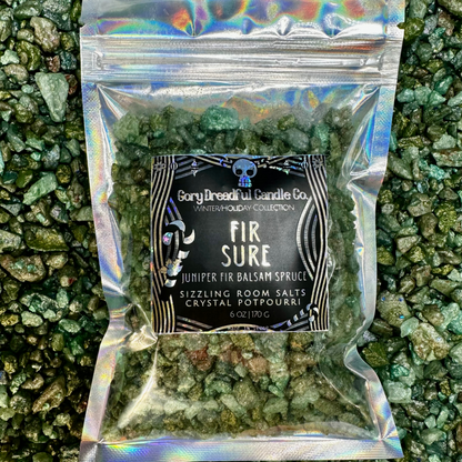 FIR SURE Sizzling Room Salt Crystal Potpourri: Juniper Fir Balsam Spruce Scent - Gory Dreadful Candle Co