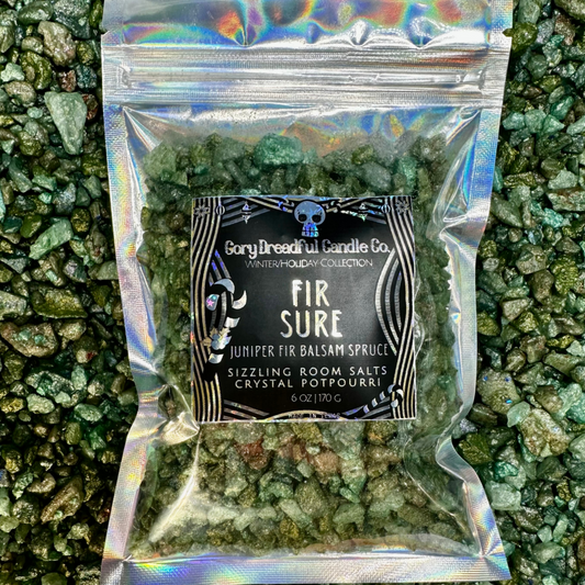 FIR SURE Sizzling Room Salt Crystal Potpourri: Juniper Fir Balsam Spruce Scent - Gory Dreadful Candle Co