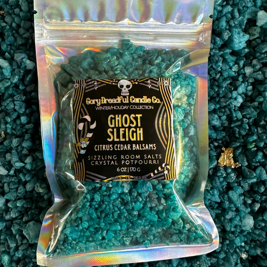 GHOST SLEIGH Sizzling Room Salt Crystal Potpourri: Citrus Cedar Balsam Scent - Gory Dreadful Candle Co