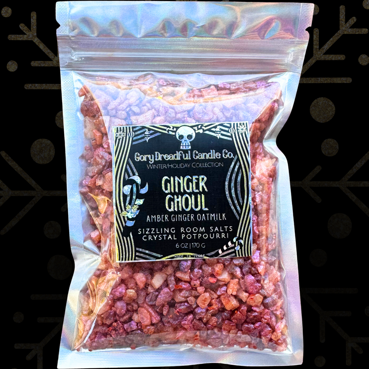 Ginger Ghoul Sizzling Room Salt Crystal Potpourri: Ginger Amber Oatmilk Scent - Gory Dreadful Candle Co