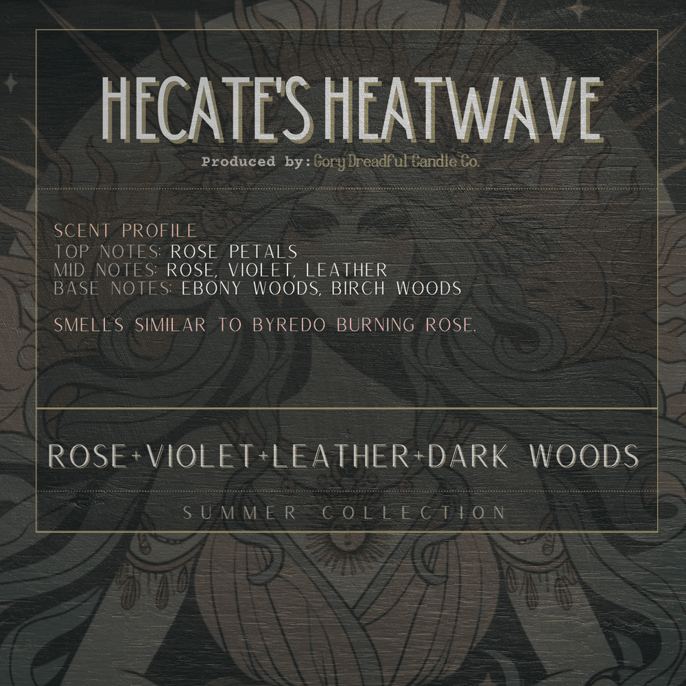 HECATE'S HEATWAVE Sizzling Room Salt Crystal Potpourri: Rose Violet Leather Dark Woods Scent - Gory Dreadful Candle Co