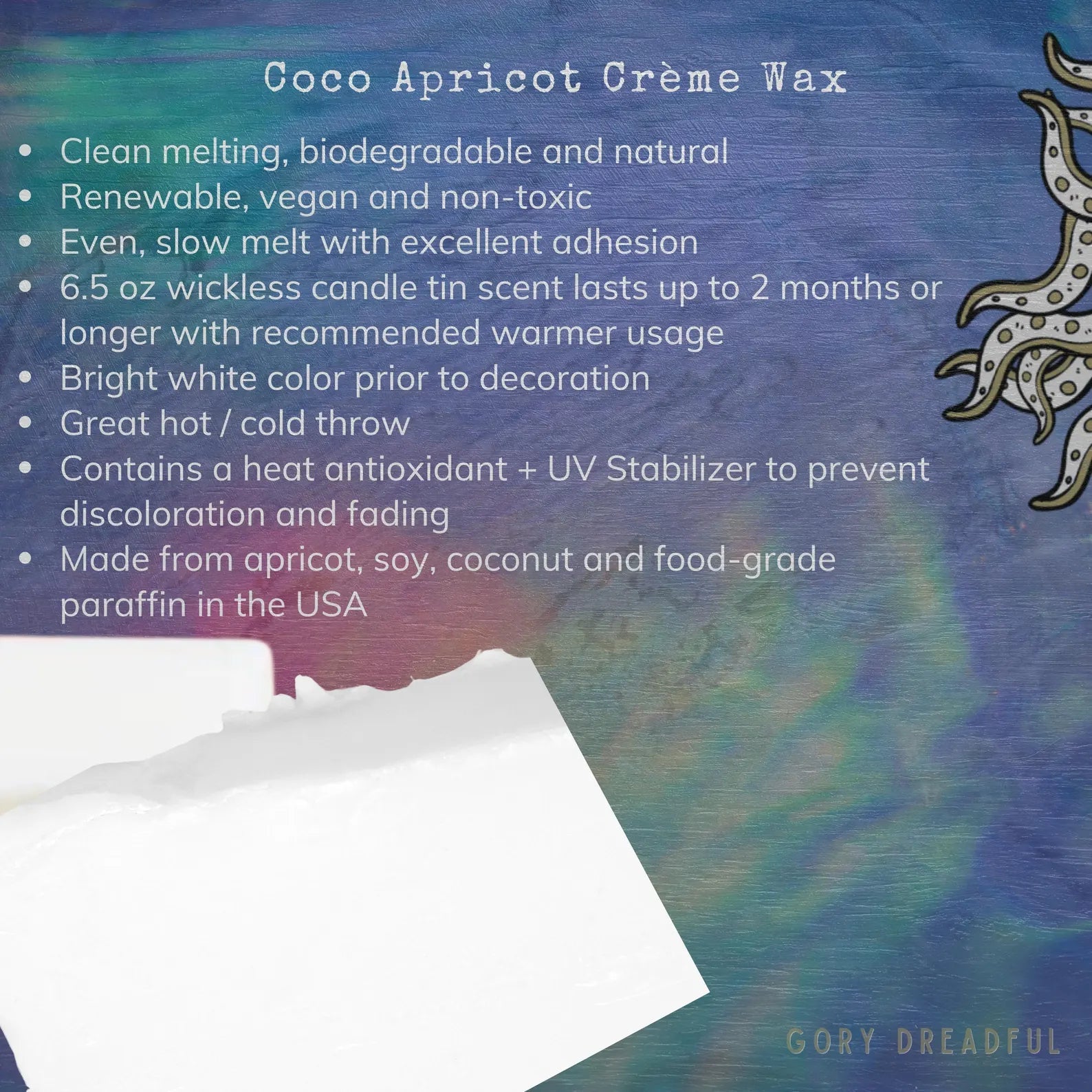 HULA GHOUL Luxury Wickless Candle 6.5 oz: Black Coconut & Cherry Pineapple Scent - Gory Dreadful Candle Co