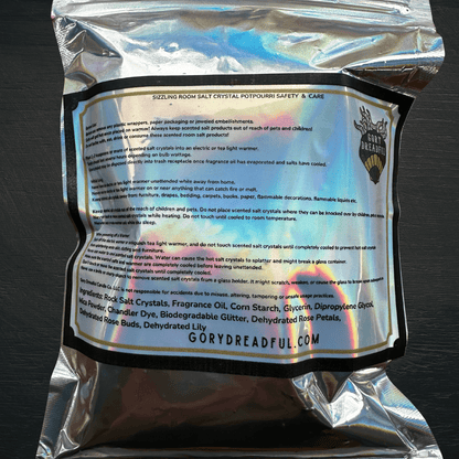 HULA GHOUL Sizzling Room Salt Crystal Potpourri: Black Coconut & Cherry Pineapple Scent - Gory Dreadful Candle Co