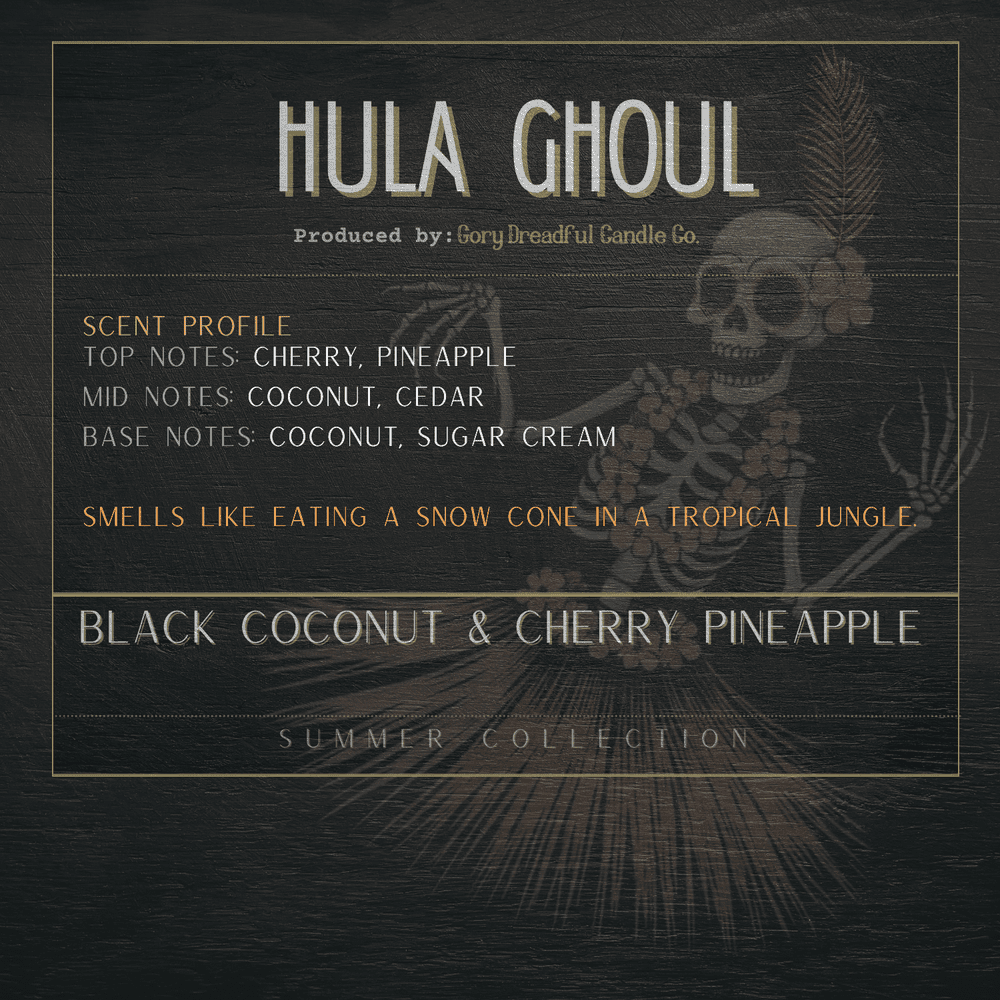 HULA GHOUL Sizzling Room Salt Crystal Potpourri: Black Coconut & Cherry Pineapple Scent - Gory Dreadful Candle Co
