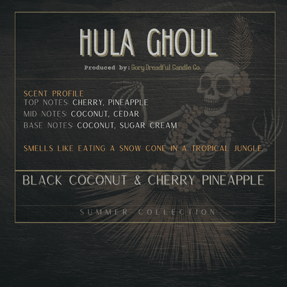 HULA GHOUL Sizzling Room Salt Crystal Potpourri: Black Coconut & Cherry Pineapple Scent - Gory Dreadful Candle Co