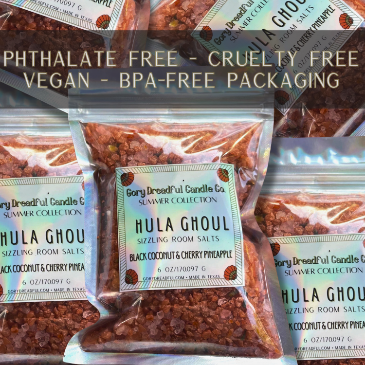 HULA GHOUL Sizzling Room Salt Crystal Potpourri: Black Coconut & Cherry Pineapple Scent - Gory Dreadful Candle Co