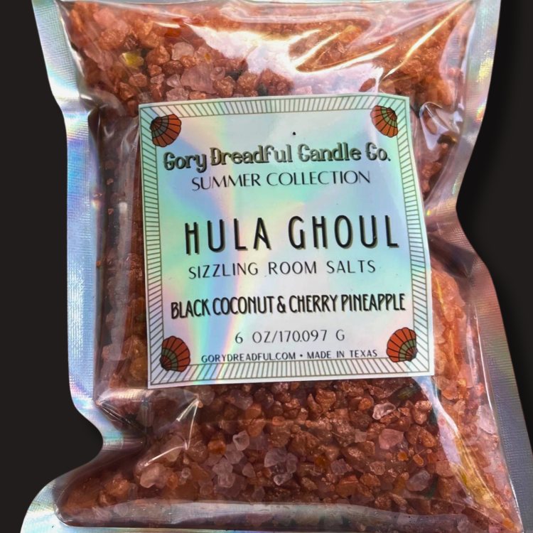 HULA GHOUL Sizzling Room Salt Crystal Potpourri: Black Coconut & Cherry Pineapple Scent - Gory Dreadful Candle Co