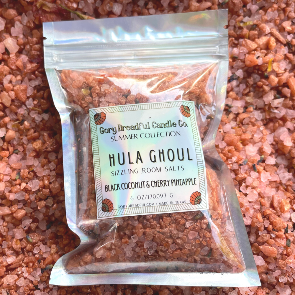 HULA GHOUL Sizzling Room Salt Crystal Potpourri: Black Coconut & Cherry Pineapple Scent - Gory Dreadful Candle Co