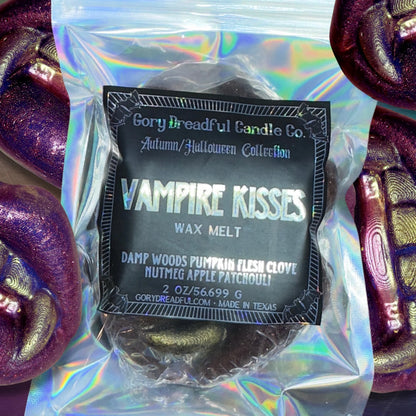 Vampire Kisses Wax Melt: Damp Woods Pumpkin Flesh Clove Nutmeg Apple Patchouli Scent