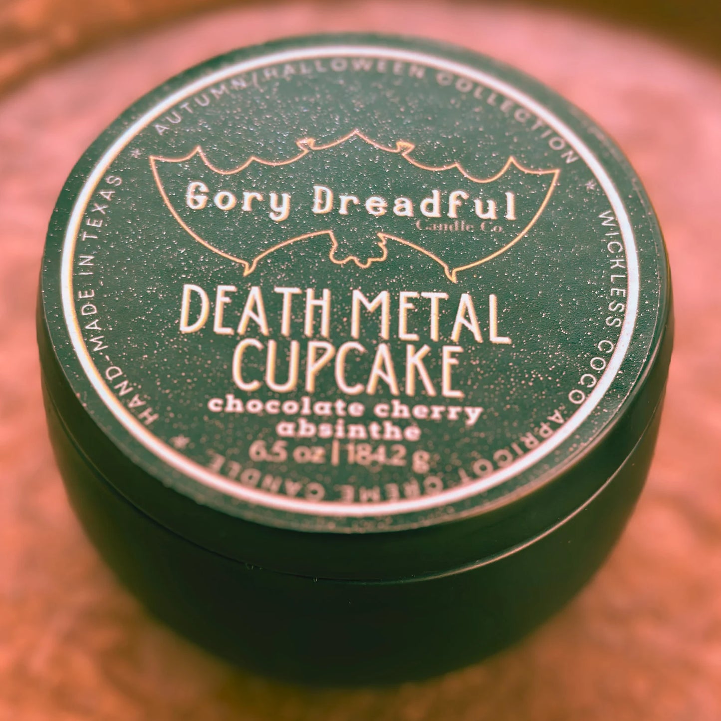 Death Metal Cupcake Wickless Candle: Chocolate Cherry Absinthe Scent
