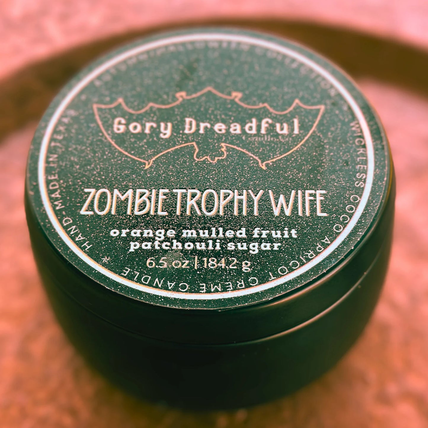 Zombie Trophy Wife Wickless Candle: Orange Mulled Fruit Patchouli Sugar Scent