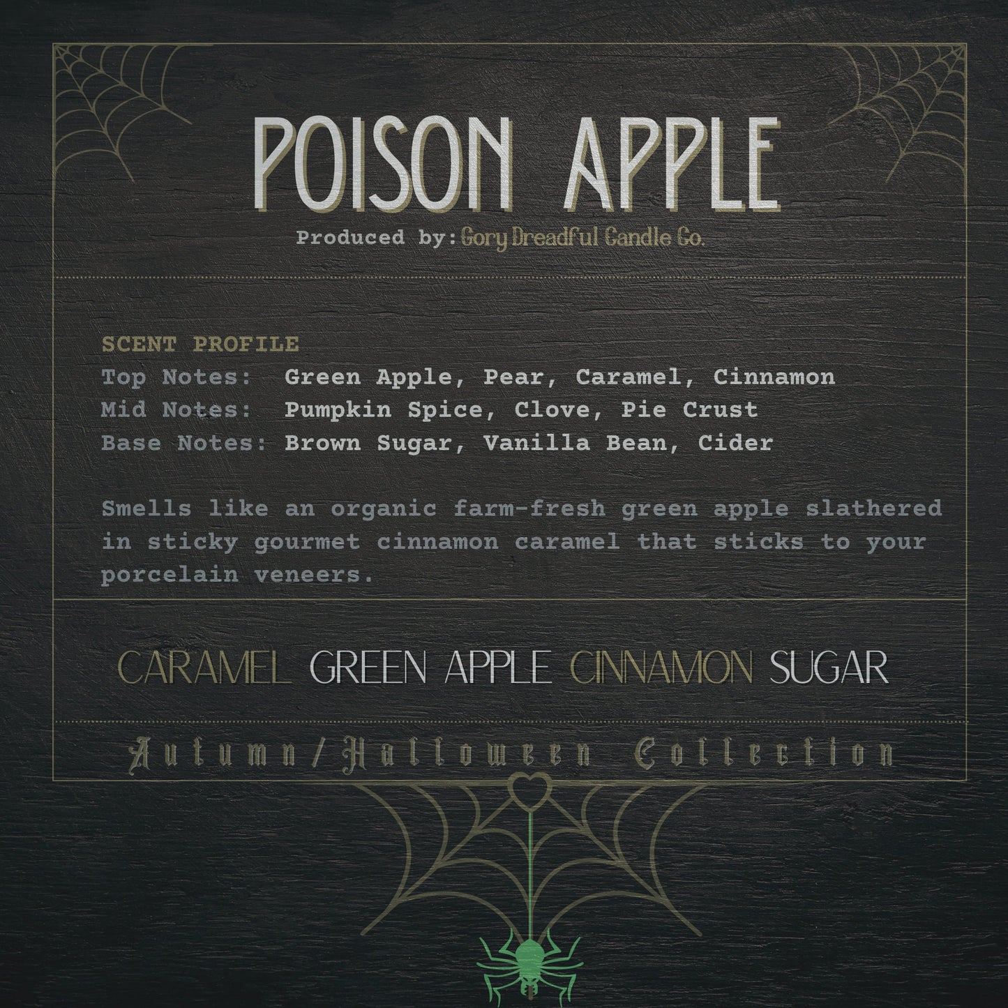 POISON APPLE Wax Melt Chunkies: Caramel Green Apple Cinnamon Sugar Scent