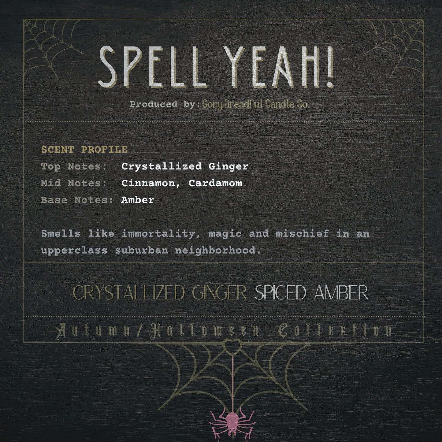 SPELL YEAH! Wickless Luxury Candle: Crystallized Ginger & Spiced Amber Scent