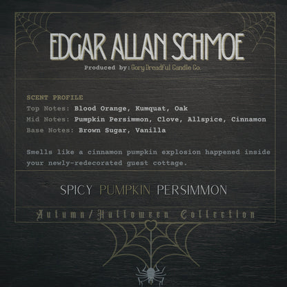 EDGAR ALLAN SCHMOE Crackling Wooden Wick Luxury Candle: Spicy Pumpkin Persimmon Scent
