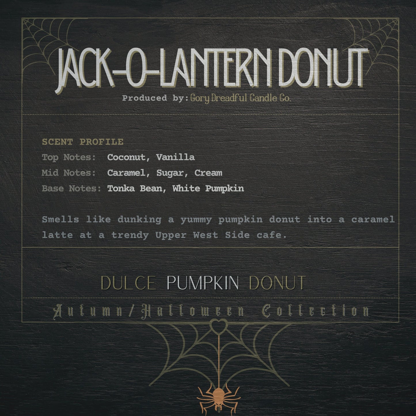JACK-O-LANTERN DONUT Crackling Wooden Wick Luxury Candle: Dulce Pumpkin Donut Scent