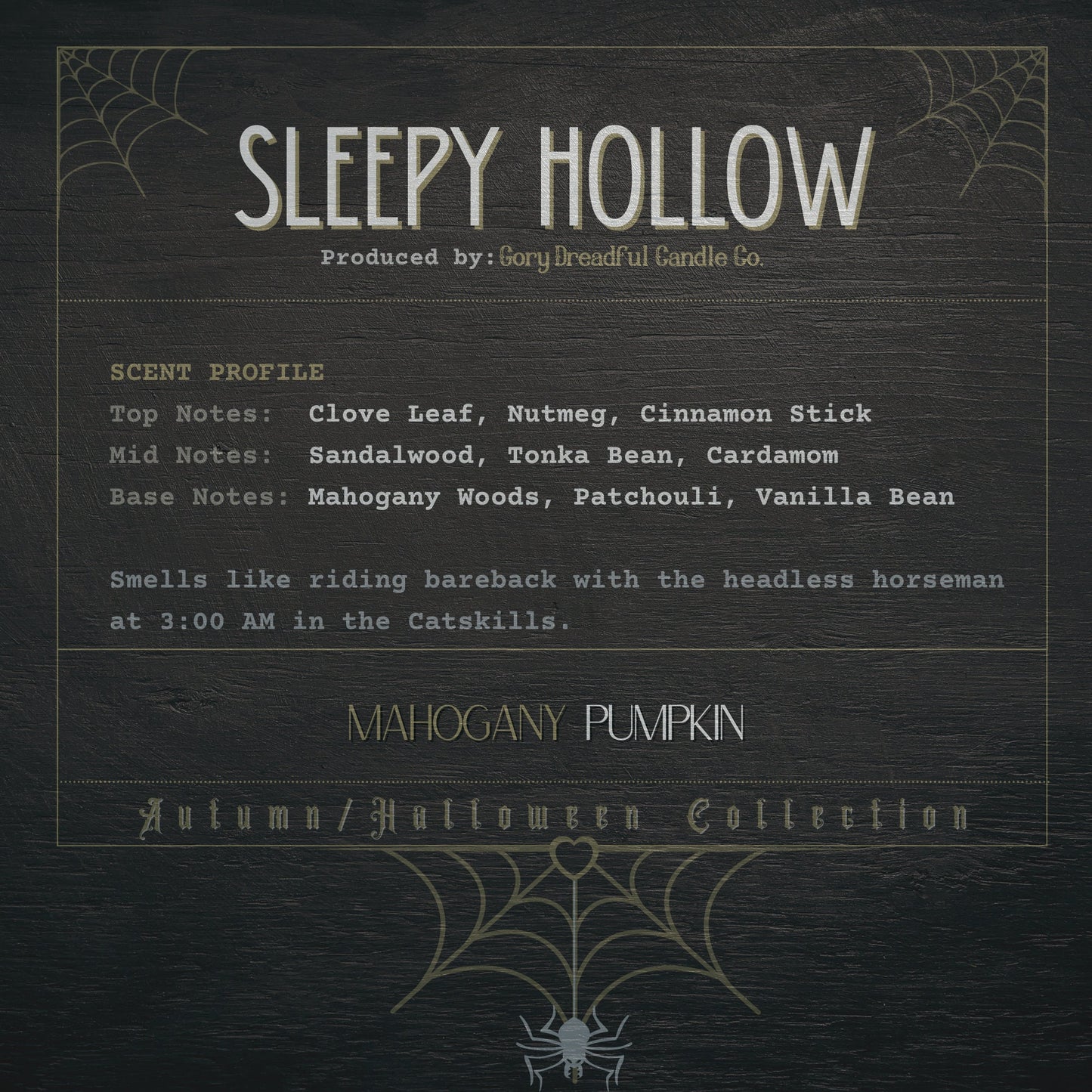 SLEEPY HOLLOW Wax Melt  Chunkies: Mahogany Pumpkin Scent
