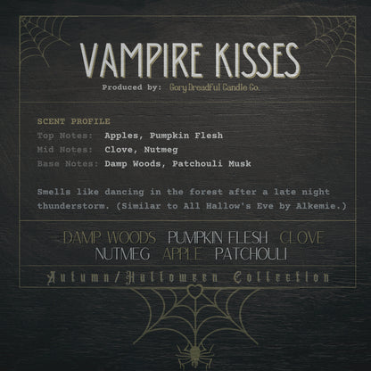 VAMPIRE KISSES Wax Melt: Damp Woods Pumpkin Flesh Clove Nutmeg Apple Patchouli Scent