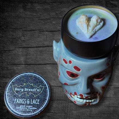 FANGS & LACE Wickless Luxury Candle: Cashmere Pink Sugar Scent