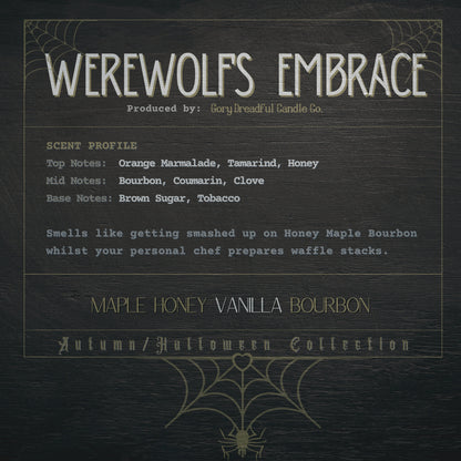 WEREWOLF'S EMBRACE Wickless Luxury Candle: Maple Honey Vanilla Bourbon Scent