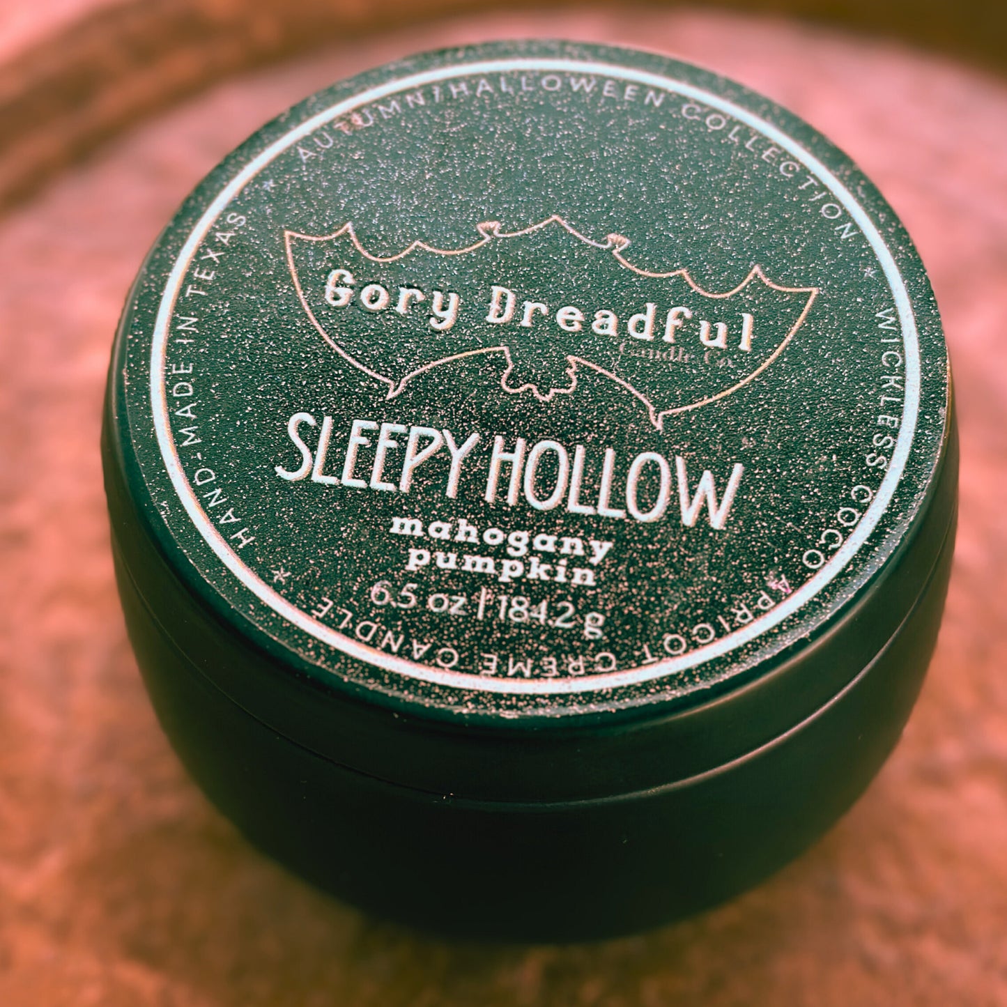 SLEEPY HOLLOW Wickless Luxury Candle: Mahogany Pumpkin Scent