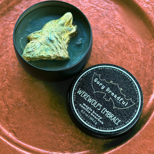 WEREWOLF'S EMBRACE Wickless Luxury Candle: Maple Honey Vanilla Bourbon Scent