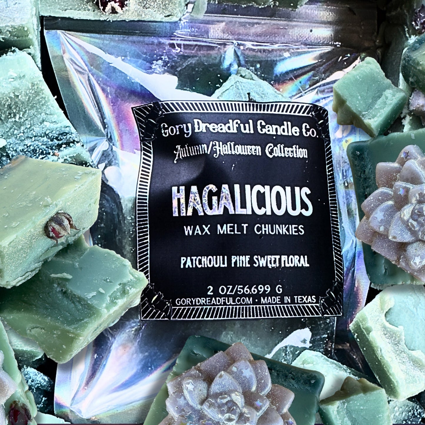 HAGALICIOUS Wax Melt Chunkies: Patchouli Pine Sweet Florals Scent