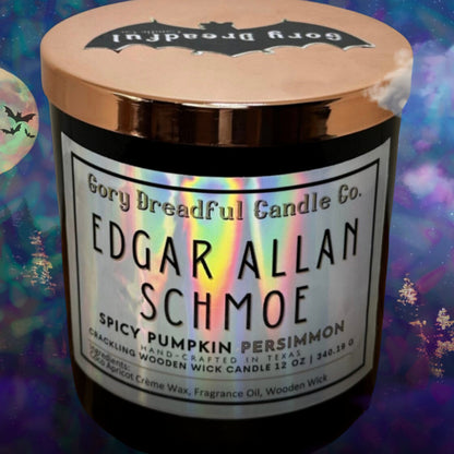 EDGAR ALLAN SCHMOE Crackling Wooden Wick Luxury Candle: Spicy Pumpkin Persimmon Scent