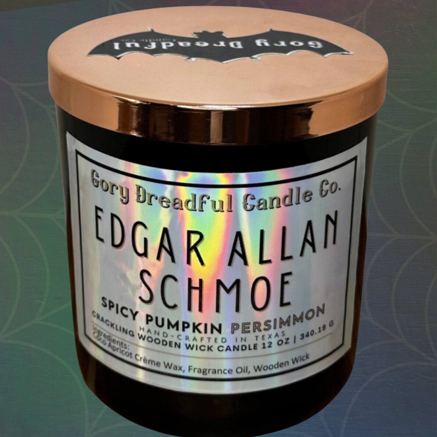 EDGAR ALLAN SCHMOE Crackling Wooden Wick Luxury Candle: Spicy Pumpkin Persimmon Scent